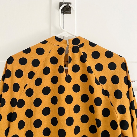 Zara Polka Dot Blouse Yellow Black Size Medium - Picture 8 of 9